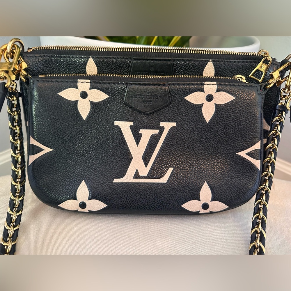 EUC🖤Louis Vuitton Multi Pochette Accessories Bicolor Monogram Empreinte Leather - Picture 6 of 16